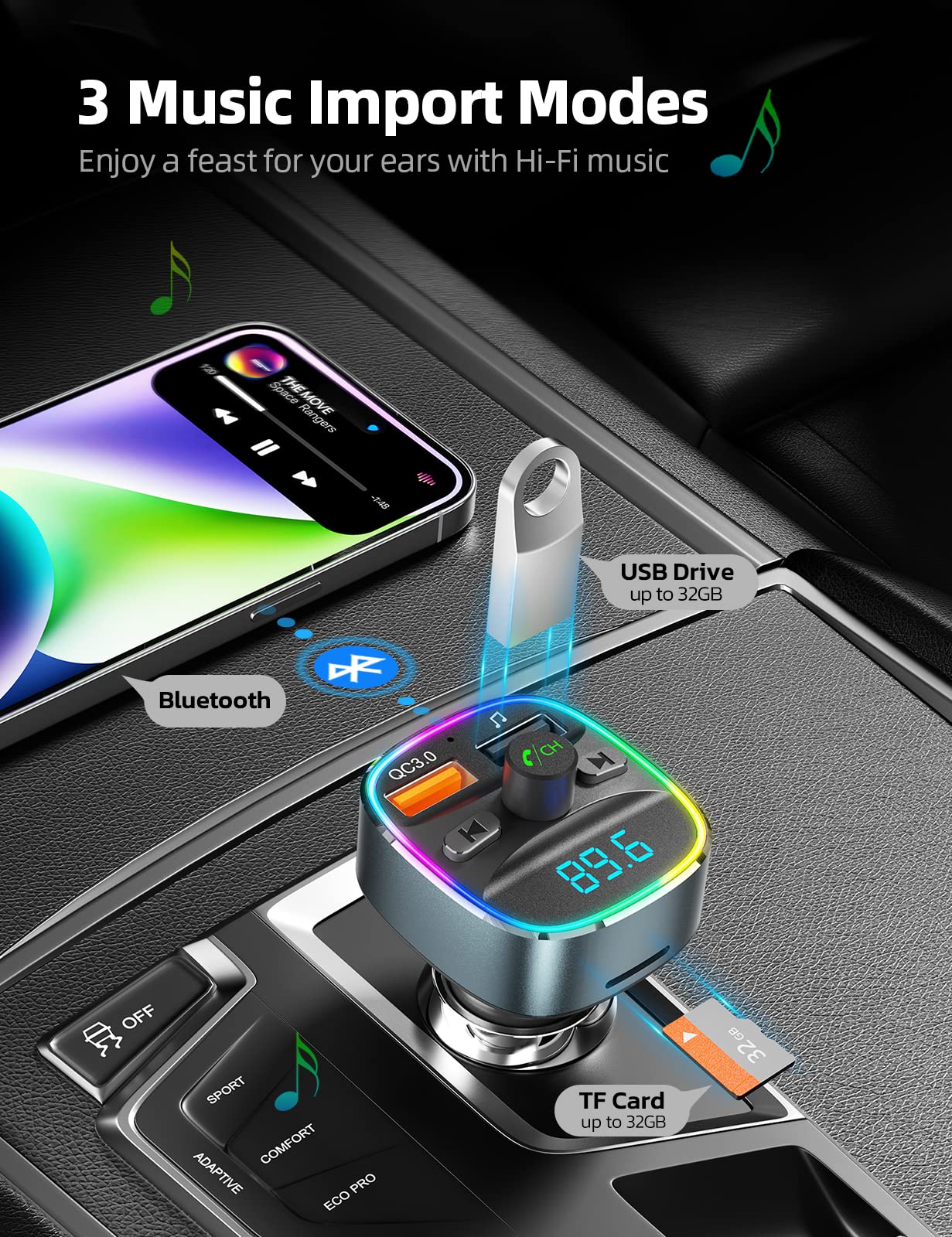 Foto 5 pulgar | Transmisor Fm Bluetooth Nulaxy Nx10, Adaptador De Coche Con Cargador - Venta Internacional.
