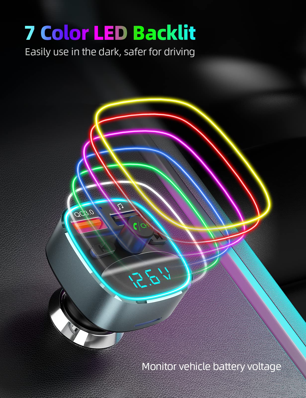 Foto 6 pulgar | Transmisor Fm Bluetooth Nulaxy Nx10, Adaptador De Coche Con Cargador - Venta Internacional.