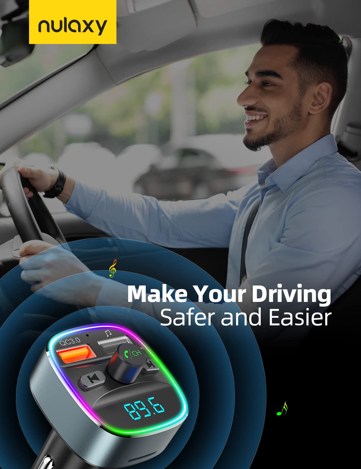Foto 8 pulgar | Transmisor Fm Bluetooth Nulaxy Nx10, Adaptador De Coche Con Cargador - Venta Internacional.