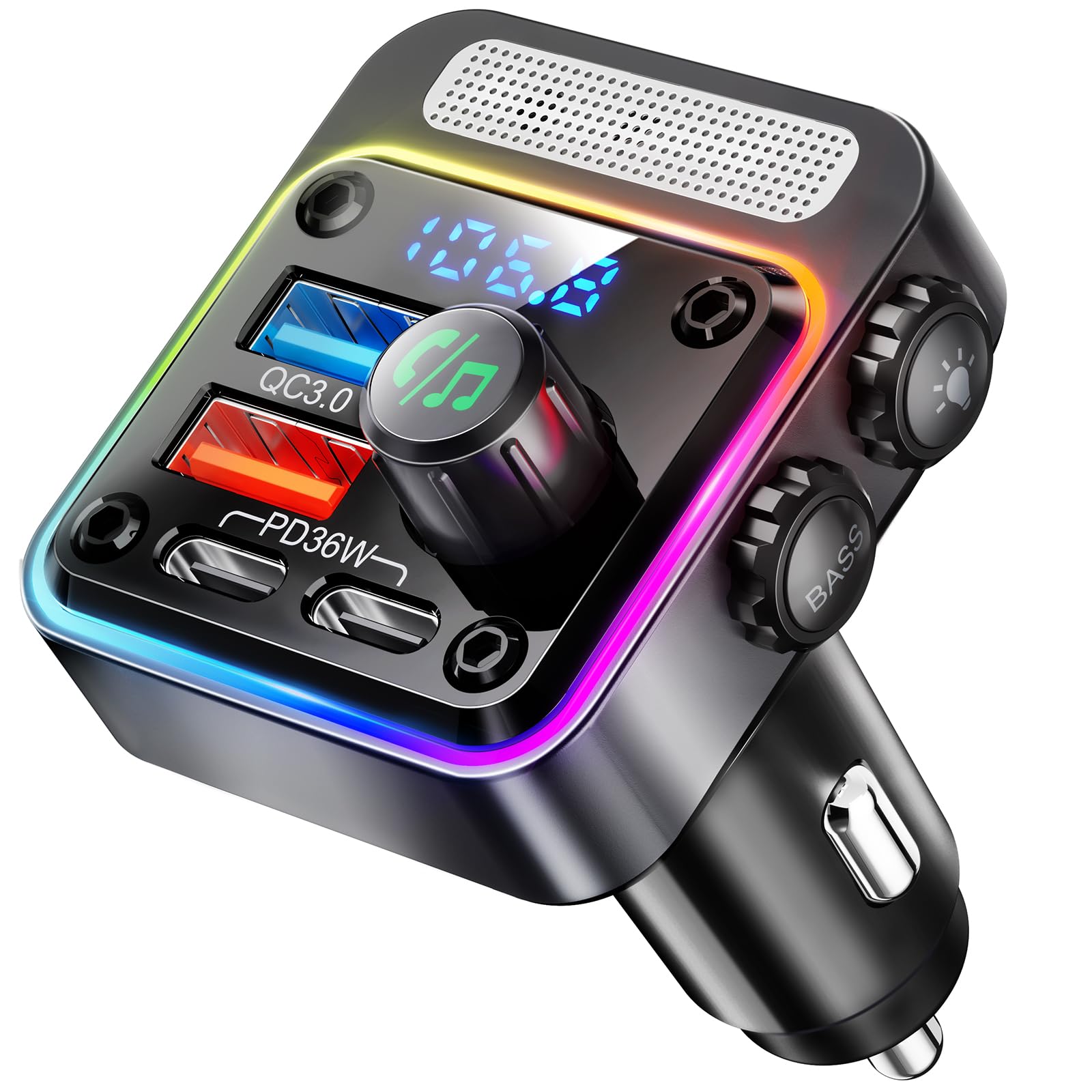 Adaptador Bluetooth Para Coche Nulaxy Bc91 54 W Con 4 Puertos De Carga - Venta Internacional.