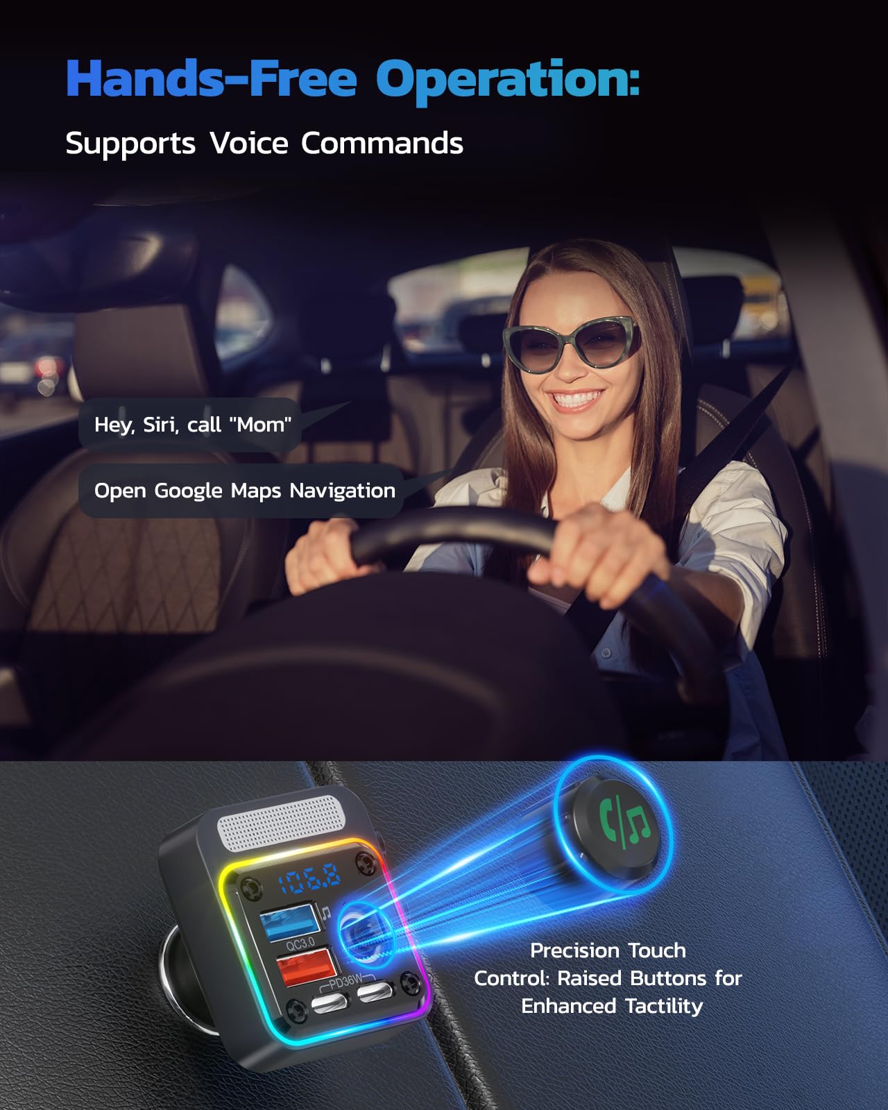 Foto 6 pulgar | Adaptador Bluetooth Para Coche Nulaxy Bc91 54 W Con 4 Puertos De Carga - Venta Internacional.