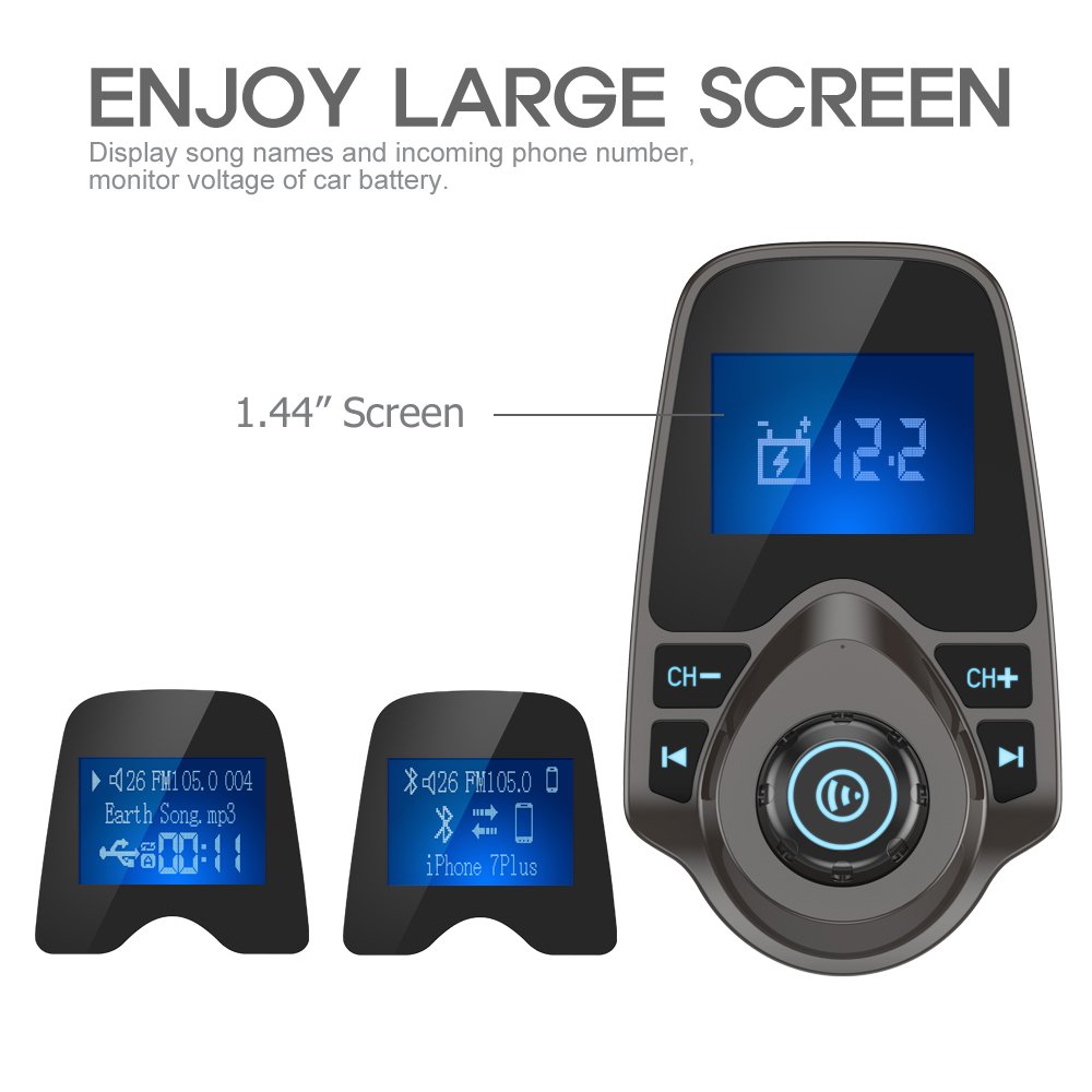 Foto 4 pulgar | Transmisor Fm Bluetooth Para Coche Nulaxy Km18 Marrón Con 1 44 Pulgadas - Venta Internacional.