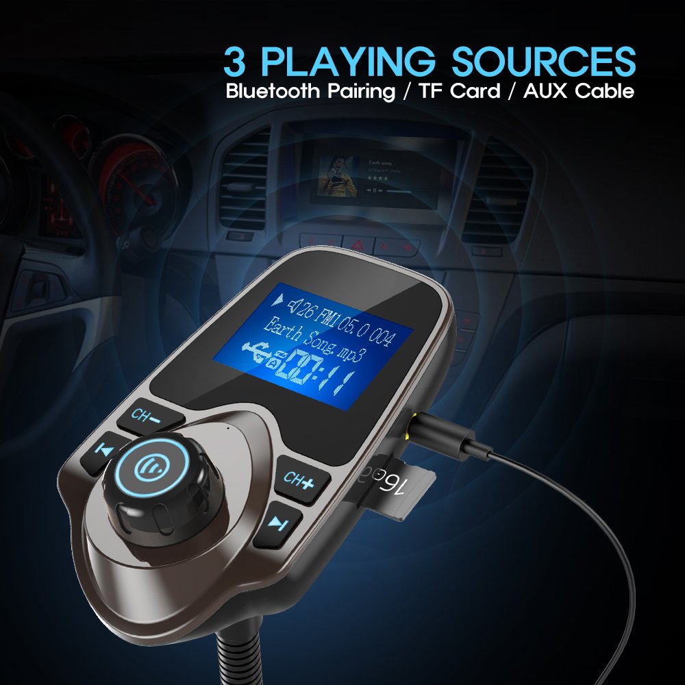 Foto 6 pulgar | Transmisor Fm Bluetooth Para Coche Nulaxy Km18 Marrón Con 1 44 Pulgadas - Venta Internacional.