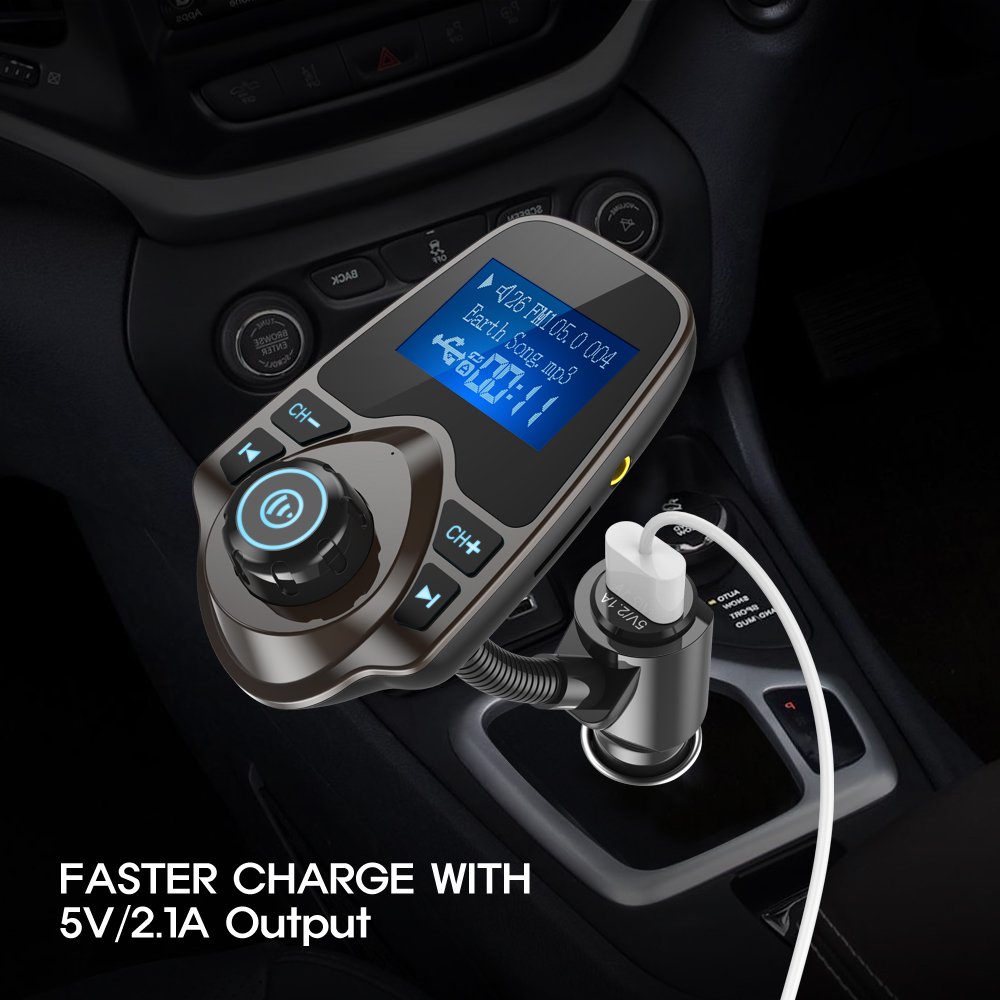 Foto 7 pulgar | Transmisor Fm Bluetooth Para Coche Nulaxy Km18 Marrón Con 1 44 Pulgadas - Venta Internacional.