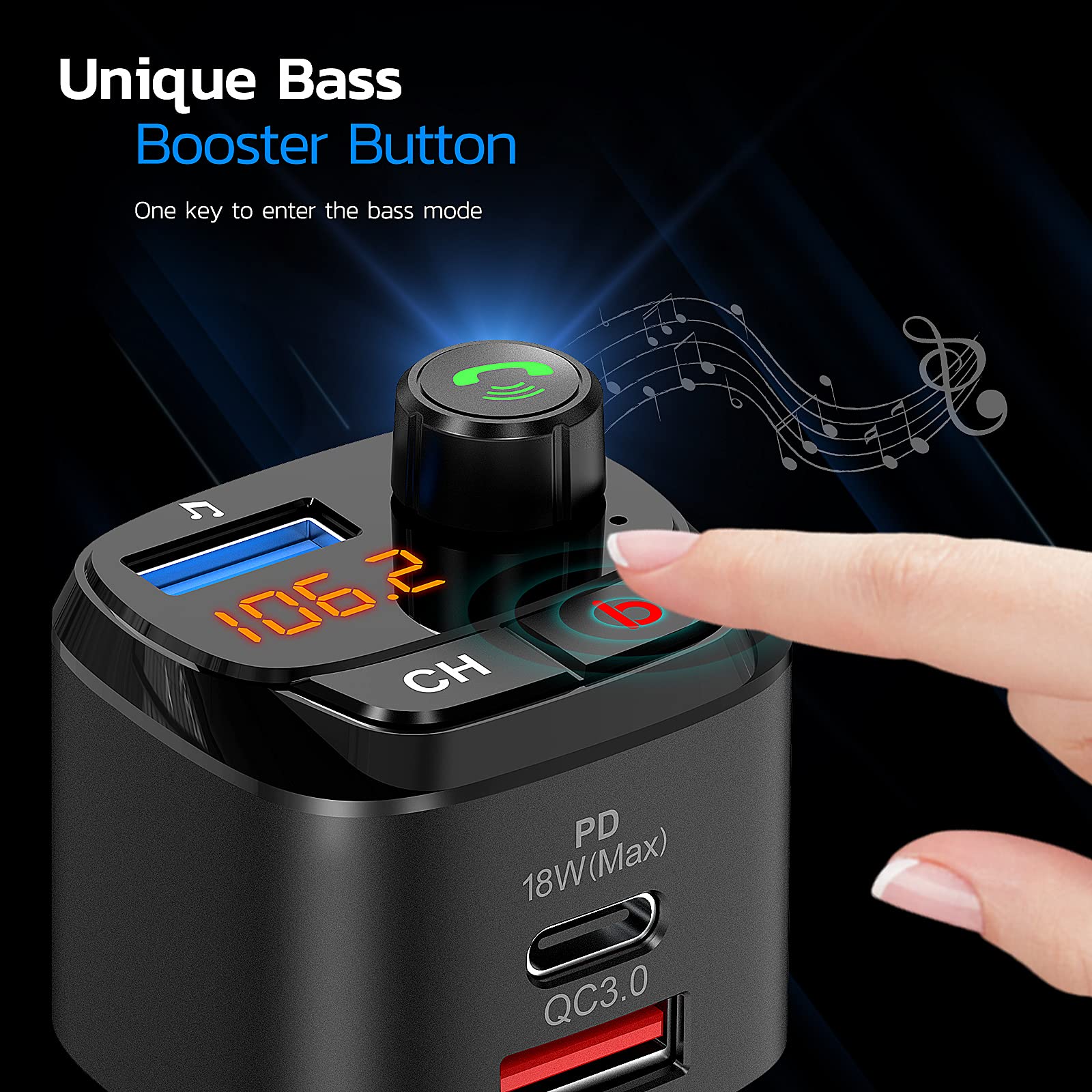 Foto 4 pulgar | Transmisor Fm Bluetooth Nulaxy Nx12 Con Qc3.0 Y Usb-c Pd De 18 W - Venta Internacional.