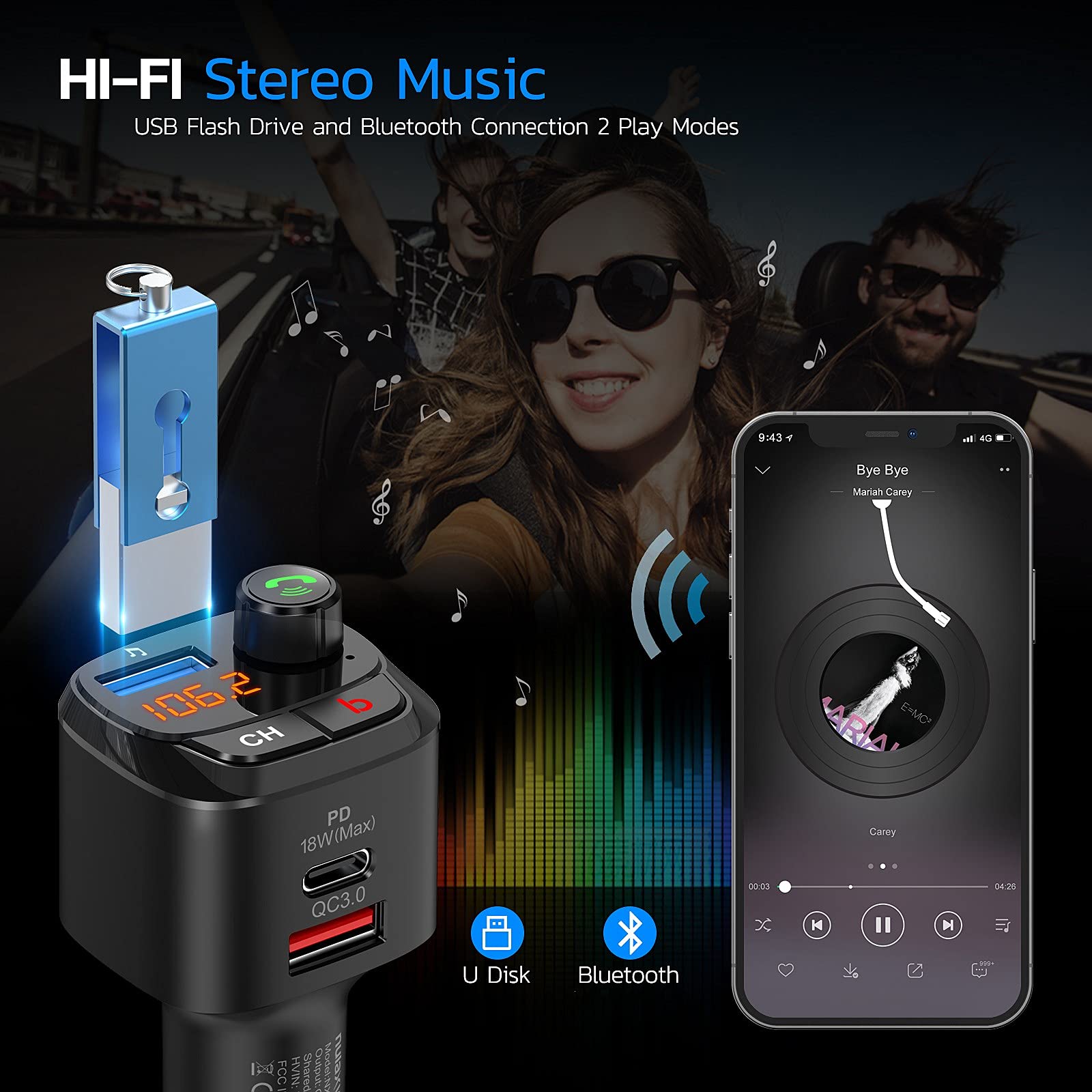 Foto 5 pulgar | Transmisor Fm Bluetooth Nulaxy Nx12 Con Qc3.0 Y Usb-c Pd De 18 W - Venta Internacional.
