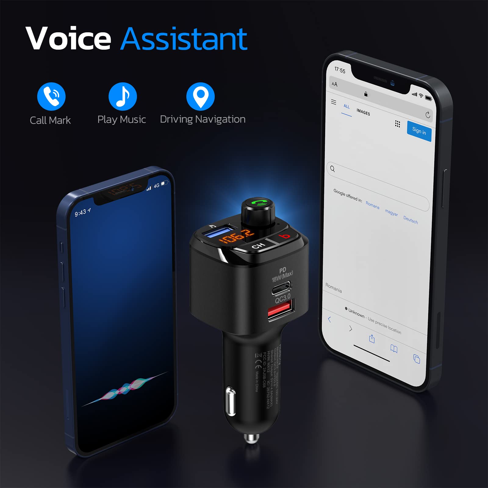 Foto 6 | Transmisor Fm Bluetooth Nulaxy Nx12 Con Qc3.0 Y Usb-c Pd De 18 W - Venta Internacional.