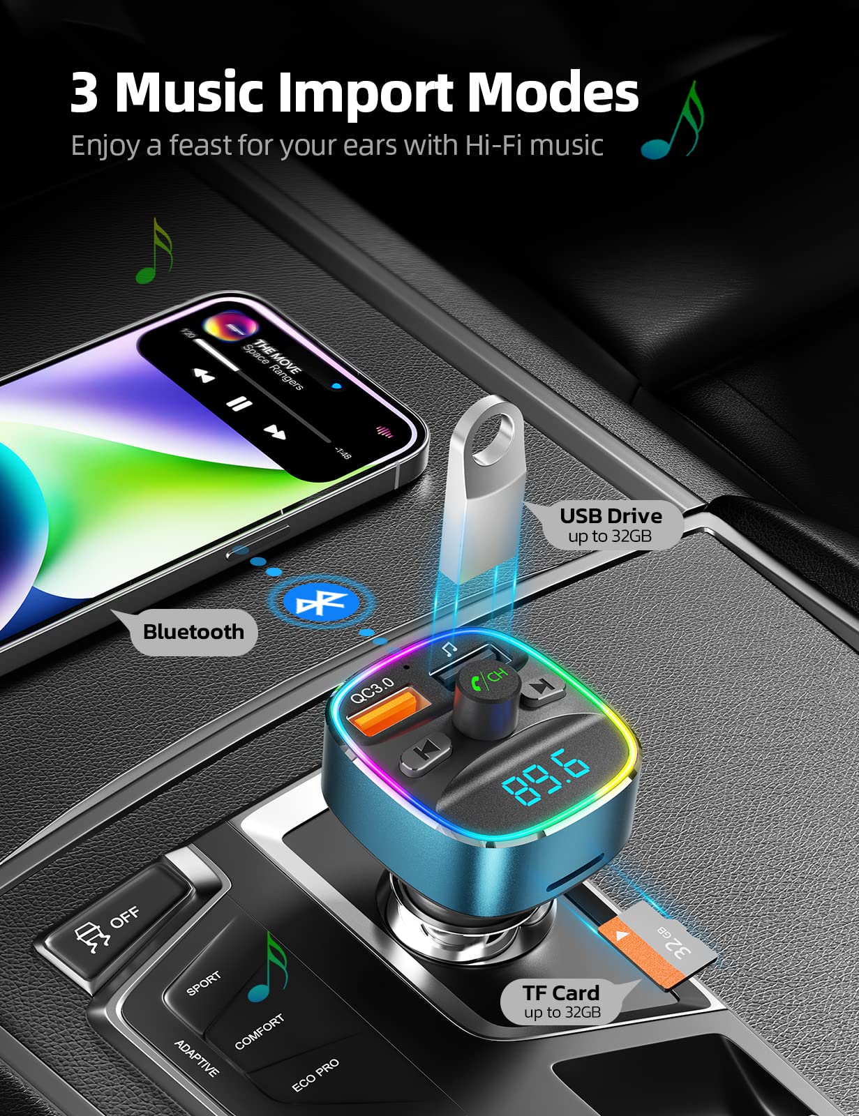 Foto 5 pulgar | Transmisor Fm Bluetooth Nulaxy Nx10  Adaptador De Coche Con Cargador - Venta Internacional.