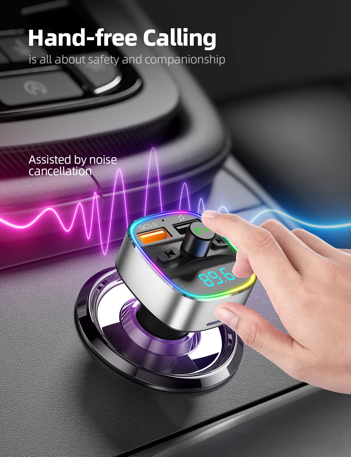 Foto 3 pulgar | Transmisor Fm Bluetooth Nulaxy Nx10  Adaptador Para Coche  Plateado - Venta Internacional.