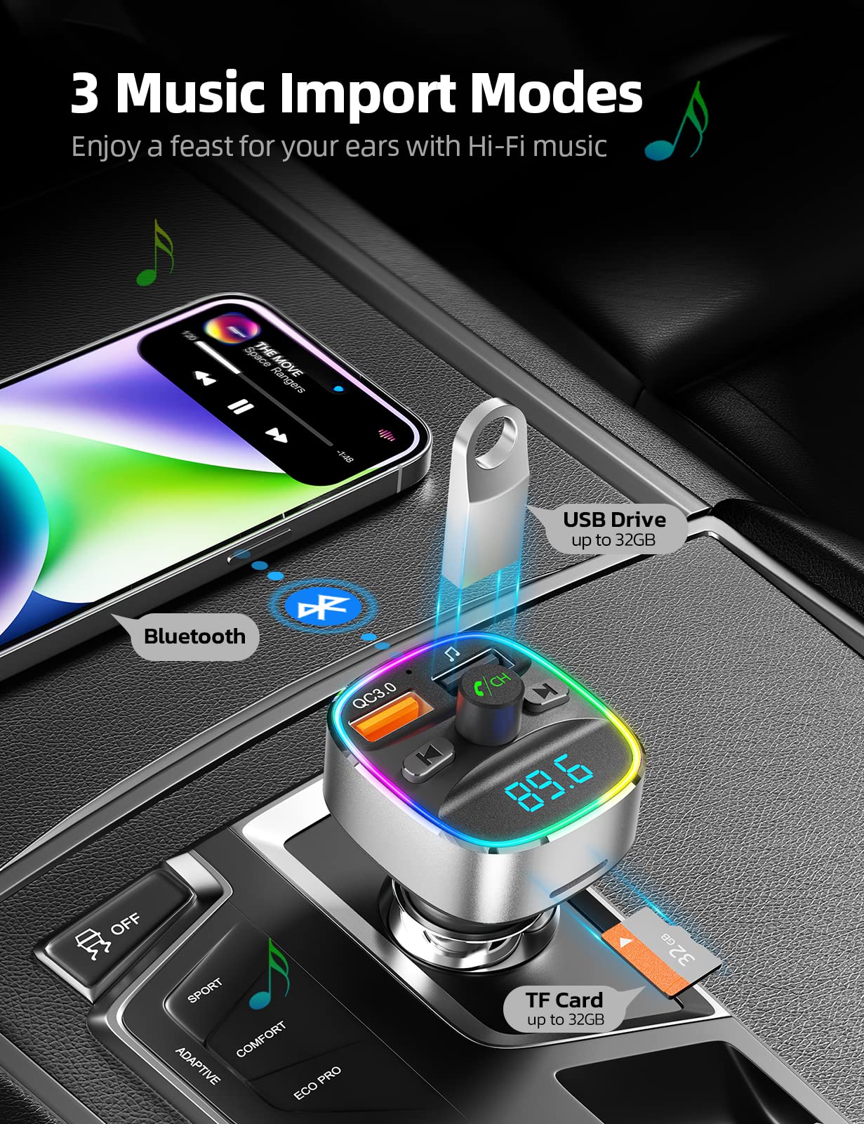 Foto 5 pulgar | Transmisor Fm Bluetooth Nulaxy Nx10  Adaptador Para Coche  Plateado - Venta Internacional.