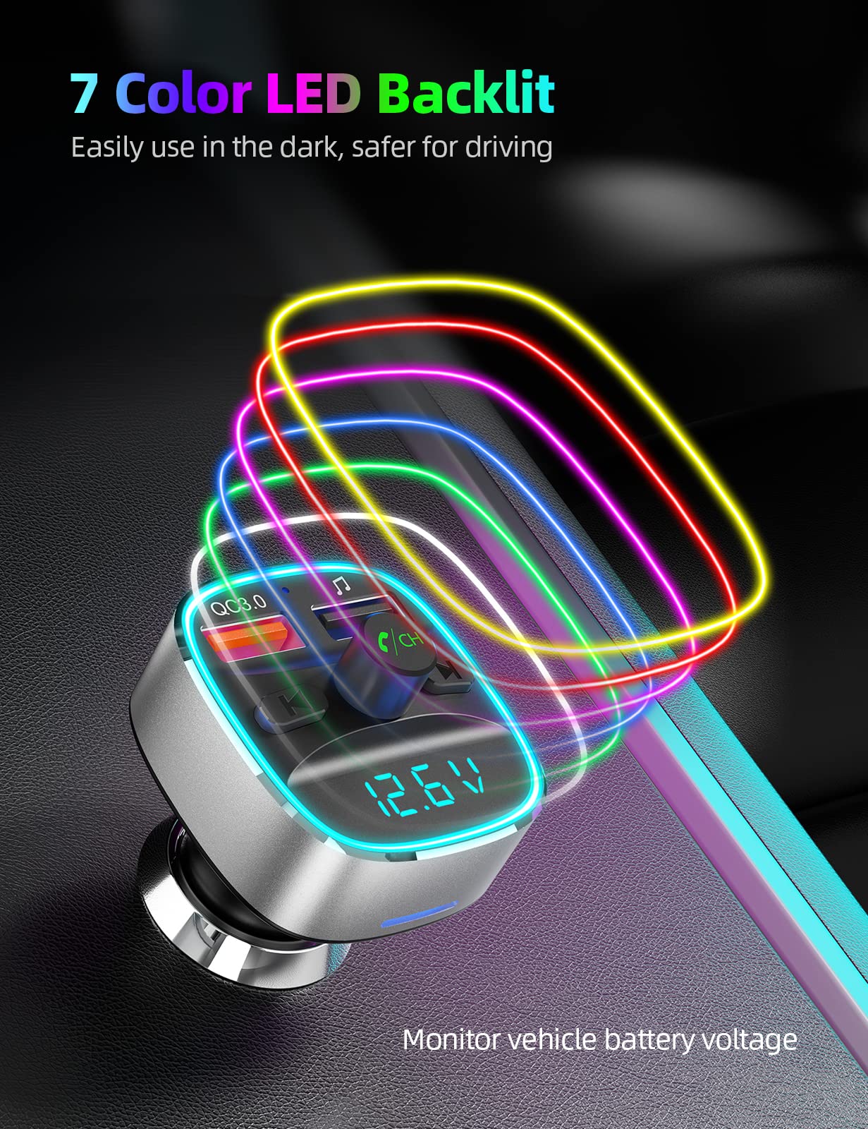 Foto 6 pulgar | Transmisor Fm Bluetooth Nulaxy Nx10  Adaptador Para Coche  Plateado - Venta Internacional.