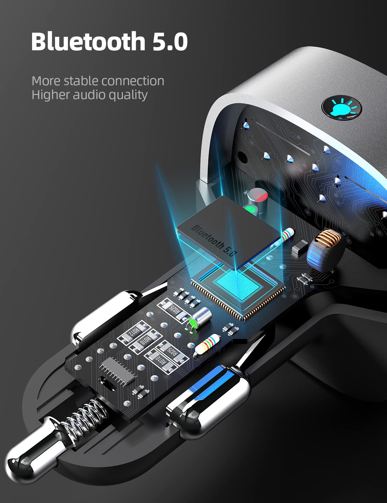 Foto 7 pulgar | Transmisor Fm Bluetooth Nulaxy Nx10  Adaptador Para Coche  Plateado - Venta Internacional.
