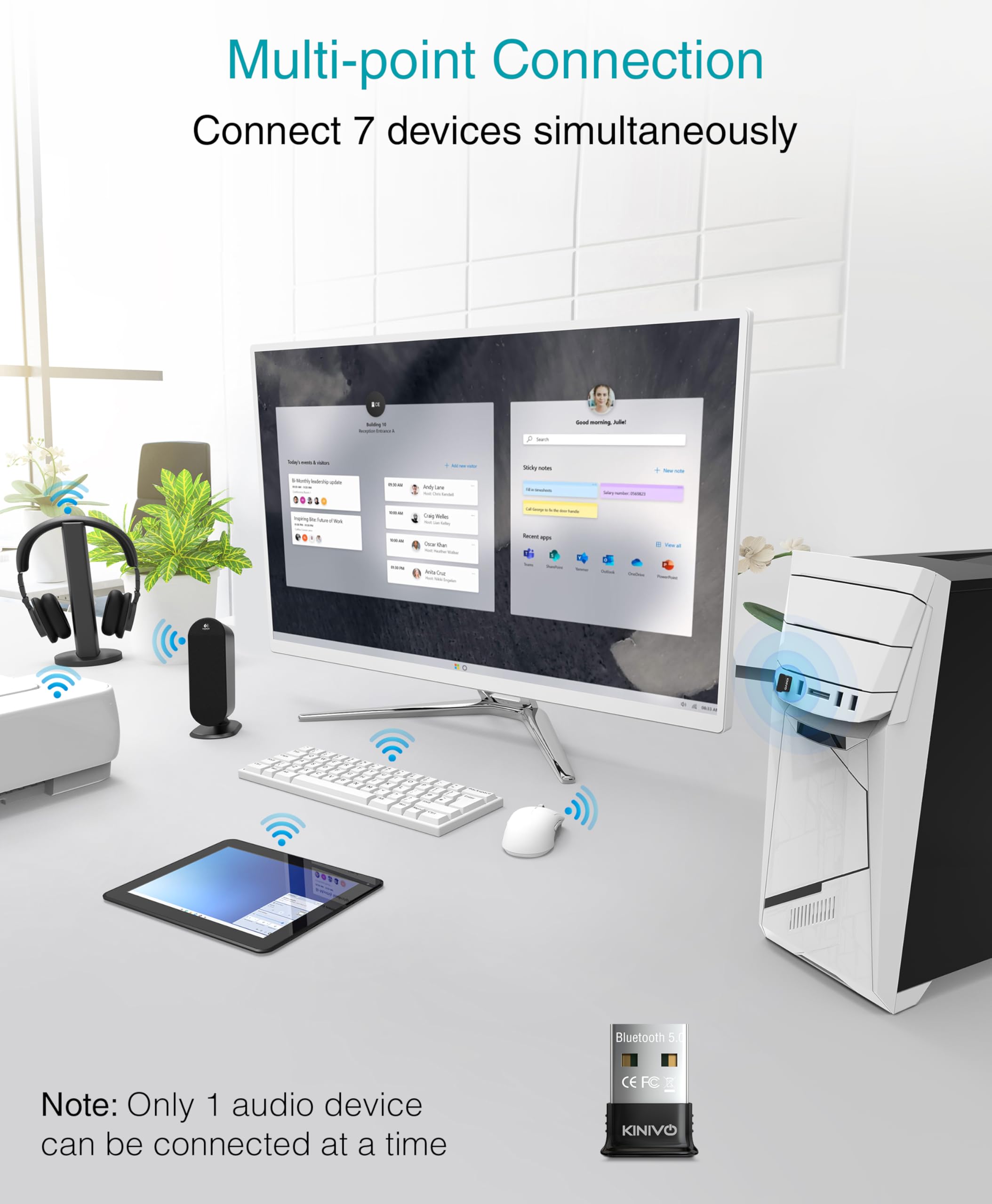 Foto 2 | Adaptador Usb Bluetooth Kinivo Bt5.0 Para Pc Windows 11/10/8.1 - Venta Internacional.