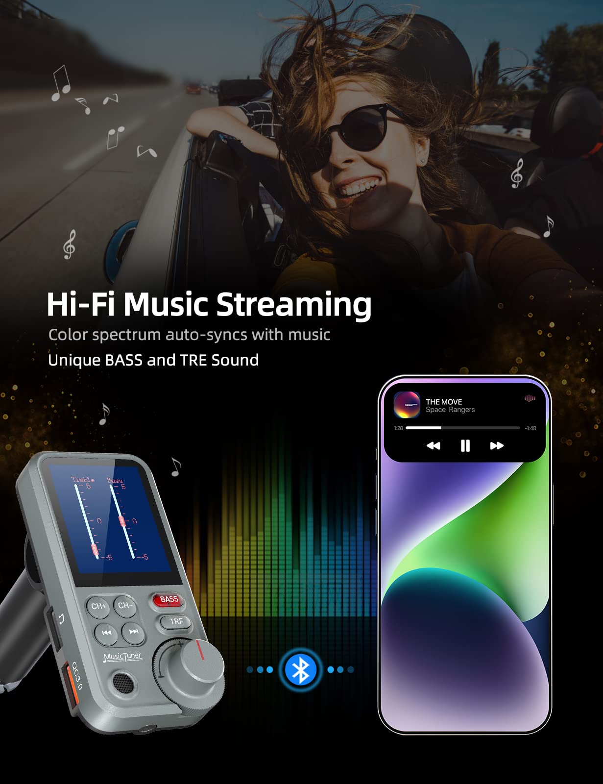 Foto 5 pulgar | Transmisor Fm Bluetooth Nulaxy Km30 Para Coche Con Pantalla De 1 8 Pulgadas - Venta Internacional.