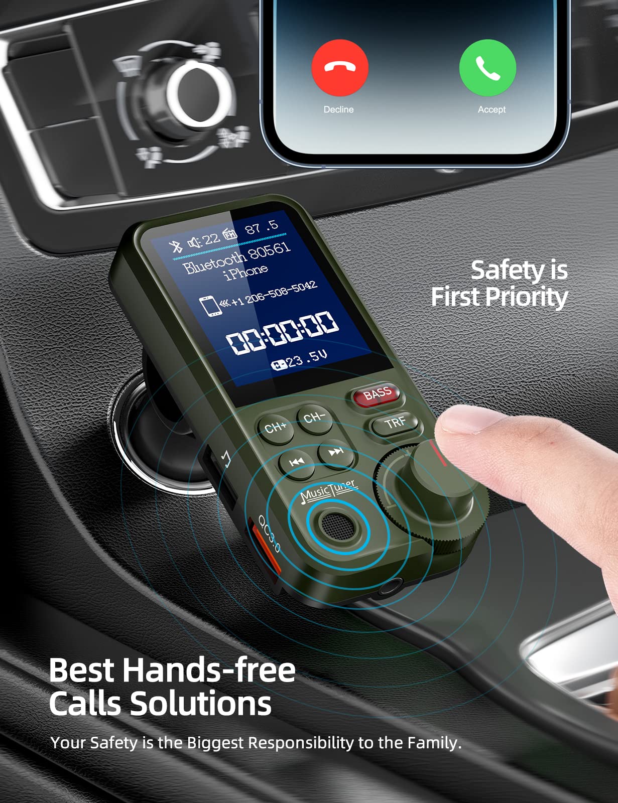 Foto 3 pulgar | Transmisor Fm Bluetooth Nulaxy Km30 Para Coche Con Pantalla De 1 8 Pulgadas - Venta Internacional.
