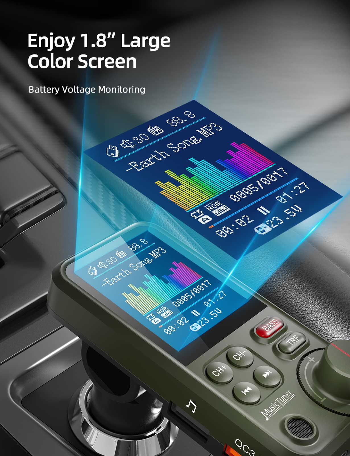 Foto 4 pulgar | Transmisor Fm Bluetooth Nulaxy Km30 Para Coche Con Pantalla De 1 8 Pulgadas - Venta Internacional.