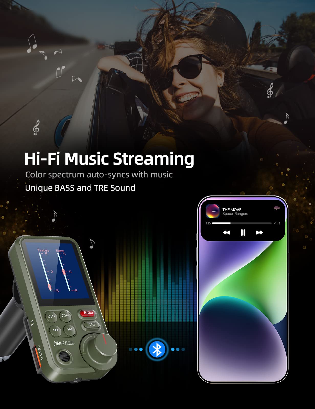 Foto 5 pulgar | Transmisor Fm Bluetooth Nulaxy Km30 Para Coche Con Pantalla De 1 8 Pulgadas - Venta Internacional.
