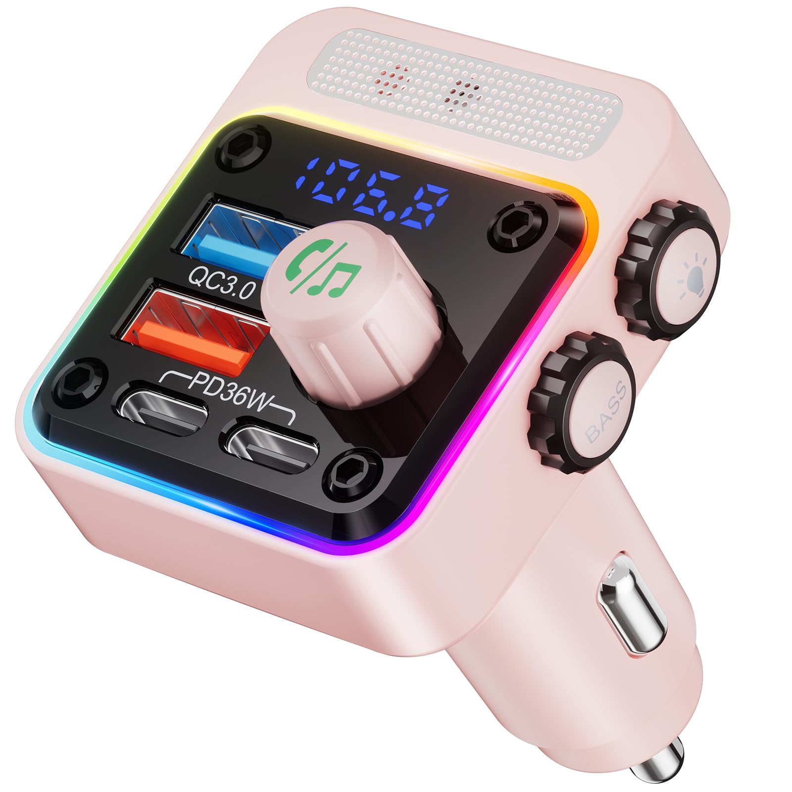 Adaptador Bluetooth Para Coche Nulaxy Bc91 54 W Con 4 Puertos De Carga  Color Rosa - Venta Internacional.