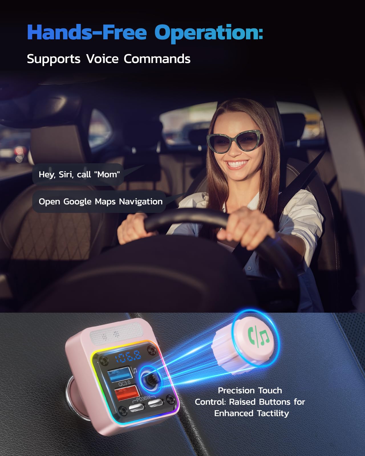 Foto 6 pulgar | Adaptador Bluetooth Para Coche Nulaxy Bc91 54 W Con 4 Puertos De Carga  Color Rosa - Venta Internacional.