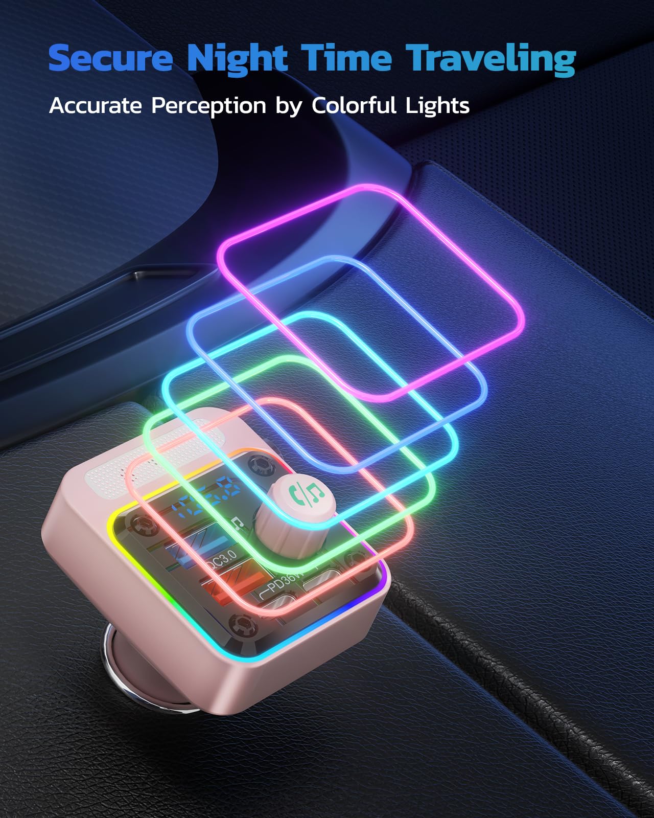 Foto 8 pulgar | Adaptador Bluetooth Para Coche Nulaxy Bc91 54 W Con 4 Puertos De Carga  Color Rosa - Venta Internacional.