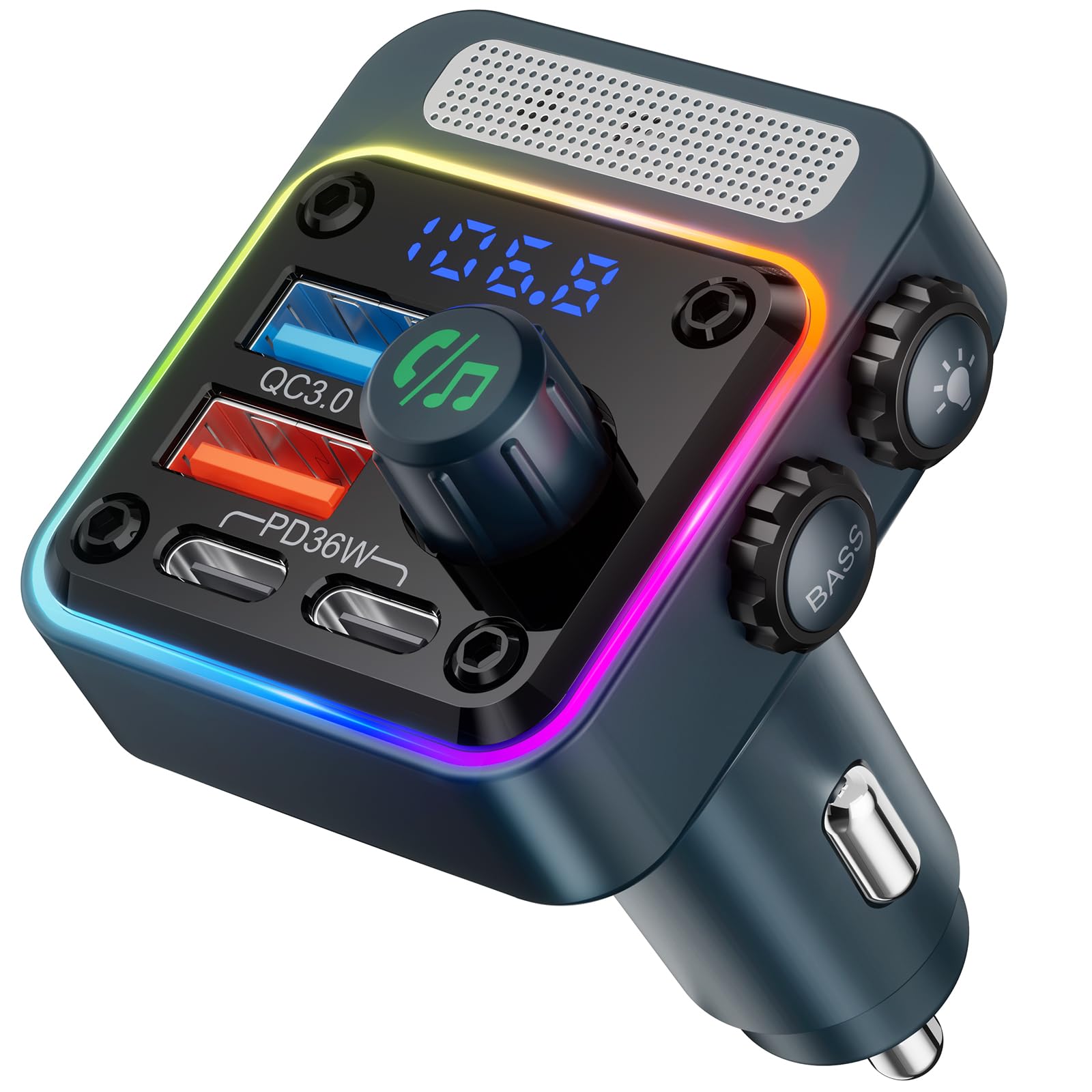 Adaptador Bluetooth Para Coche Nulaxy Bc91 De 54 W Con 4 Puertos De Carga  Color Azul - Venta Internacional.