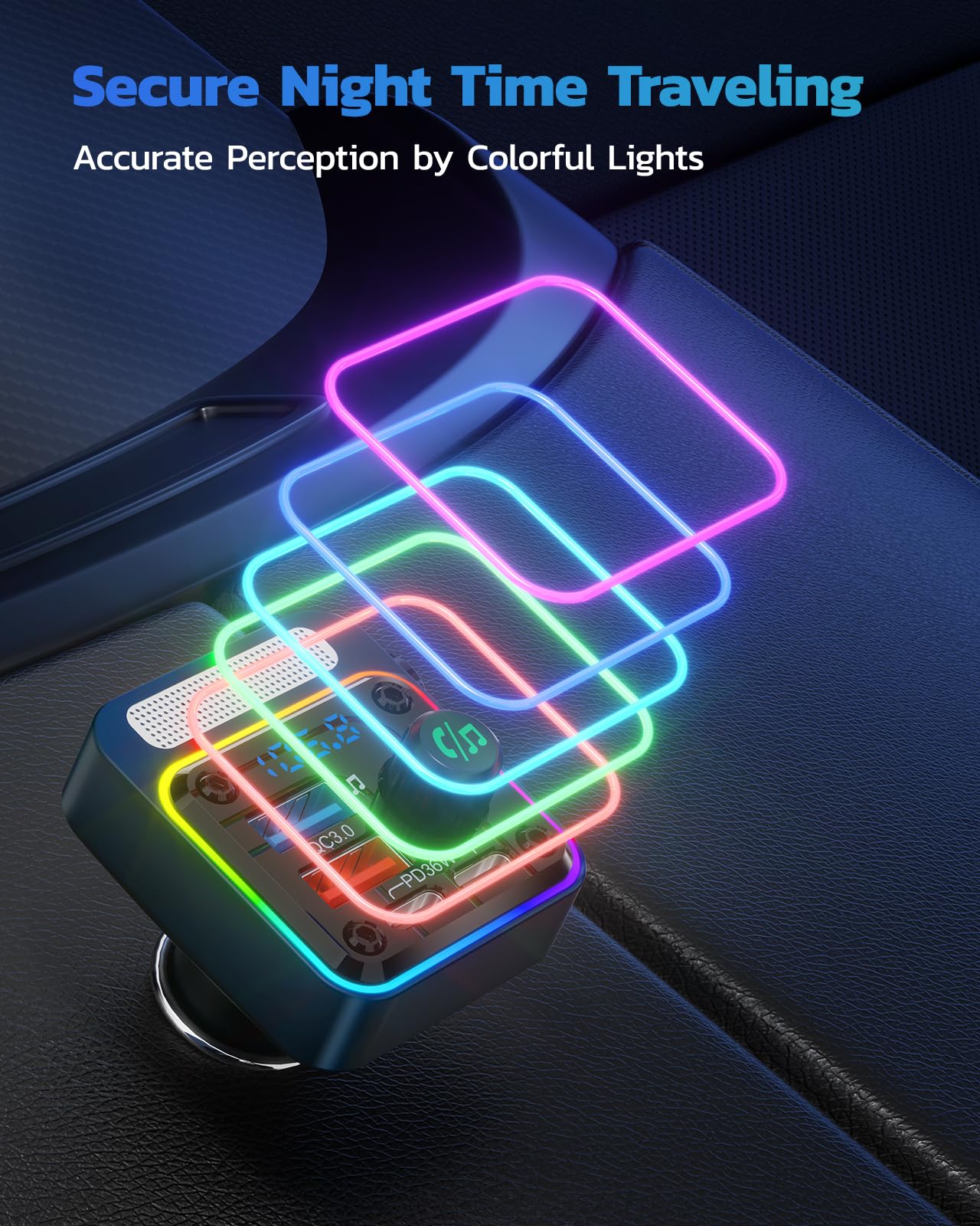 Foto 8 pulgar | Adaptador Bluetooth Para Coche Nulaxy Bc91 De 54 W Con 4 Puertos De Carga  Color Azul - Venta Internacional.