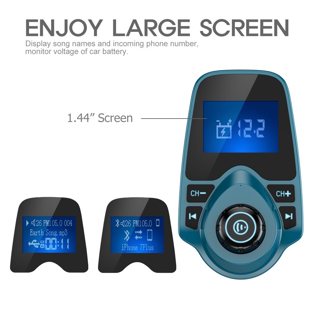 Foto 4 pulgar | Transmisor Fm Bluetooth Para Coche Nulaxy Km18 Peacock Blue - Venta Internacional.