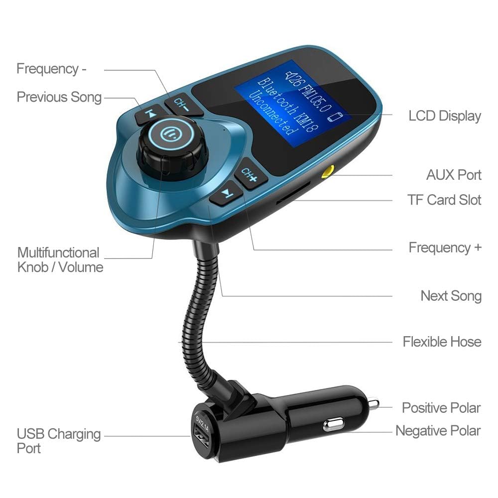 Foto 5 pulgar | Transmisor Fm Bluetooth Para Coche Nulaxy Km18 Peacock Blue - Venta Internacional.