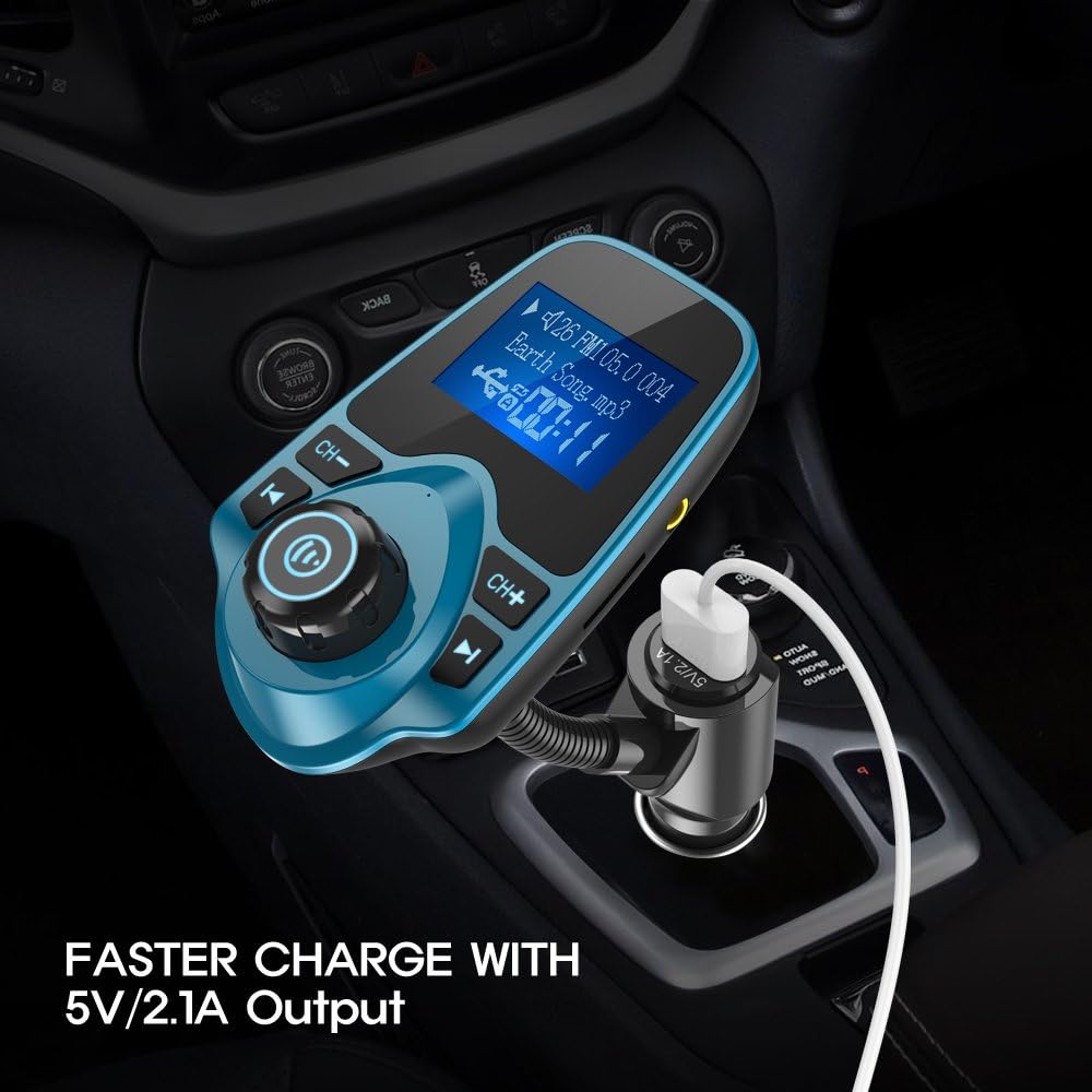 Foto 7 pulgar | Transmisor Fm Bluetooth Para Coche Nulaxy Km18 Peacock Blue - Venta Internacional.