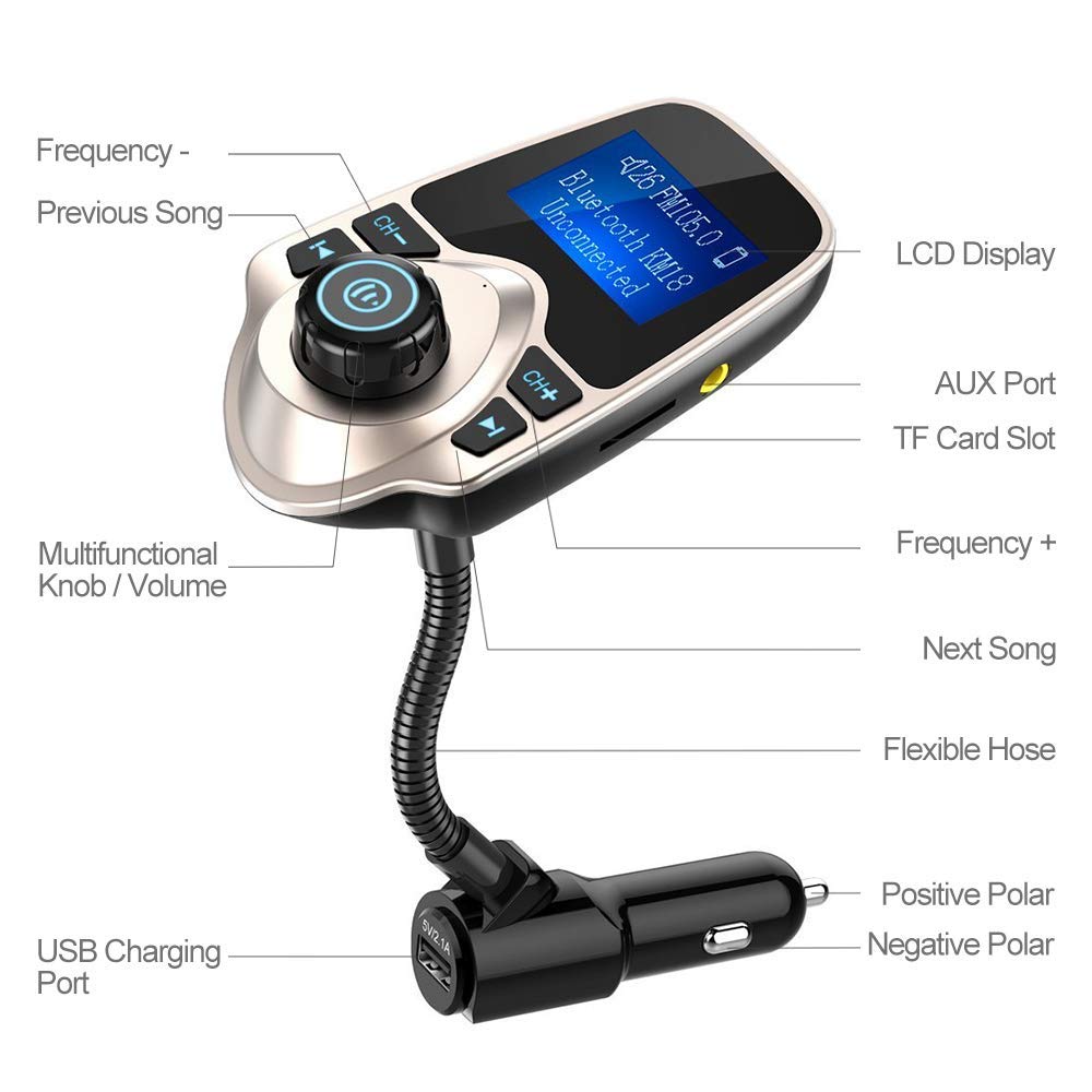 Foto 5 pulgar | Transmisor Fm Bluetooth Para Coche Nulaxy Km18 Con Pantalla De 1 44 Pulgadas - Venta Internacional.