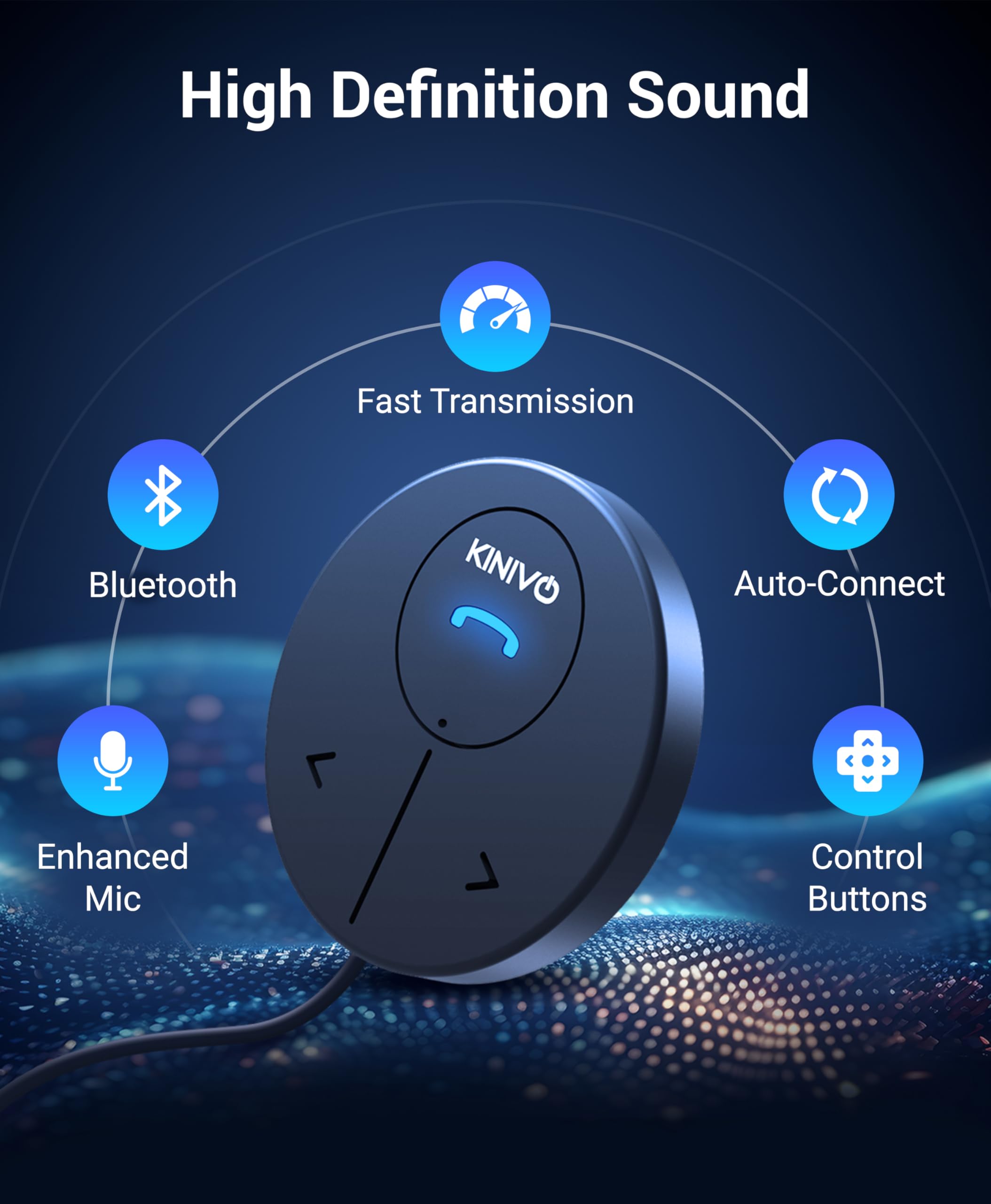 Foto 3 pulgar | Adaptador Bluetooth Para Coche Kinivo Btc480 Con Cargador Usb Dual - Venta Internacional.