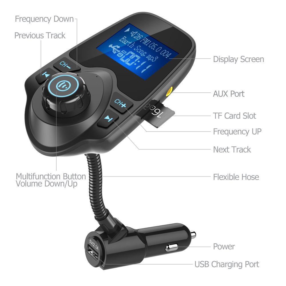 Foto 5 pulgar | Transmisor Fm Bluetooth Para Coche Nulaxy Km18 Con Pantalla De 1 44 Pulgadas - Venta Internacional.
