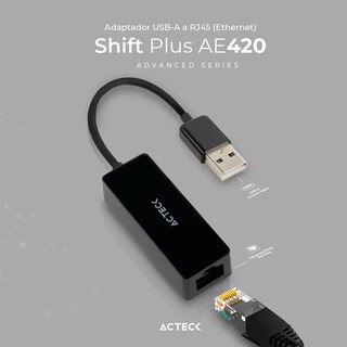Foto 2 | Adaptador Convertidor Acteck Shift Plus Ae420 Usb A Ethernet Rj45 color Negro Ac-934732