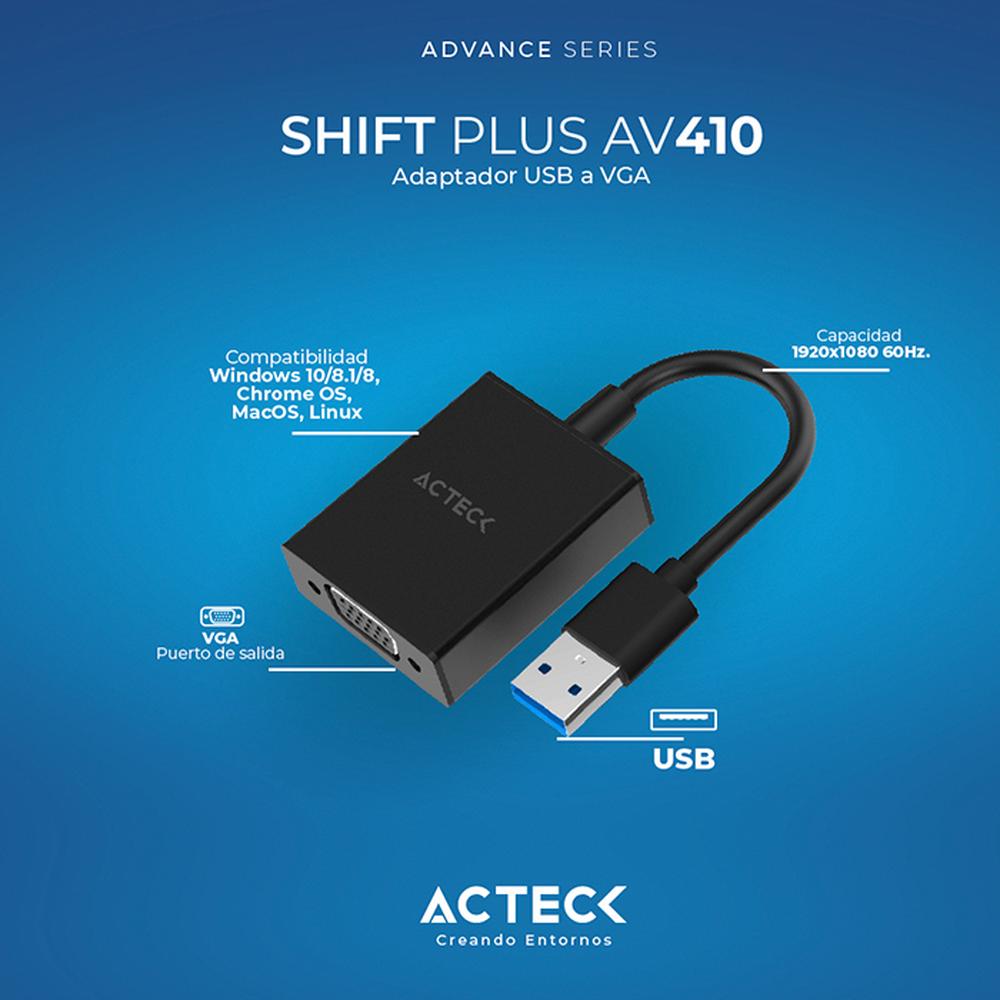 Foto 3 | Adaptador Convertidor Acteck Shift Plus Av410 Usb A Vga Ac-937108 Color Negro