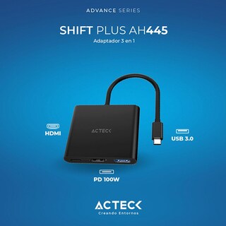 Foto 3 | Adaptador Convertidor Acteck Shift Plus Ah445 Usb-c A Hdmi 4k Ac-937092 Color Negro