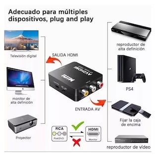 Foto 5 | Convertidor Adaptador Rca Vga A Hdmi 1080p De Audio y Video