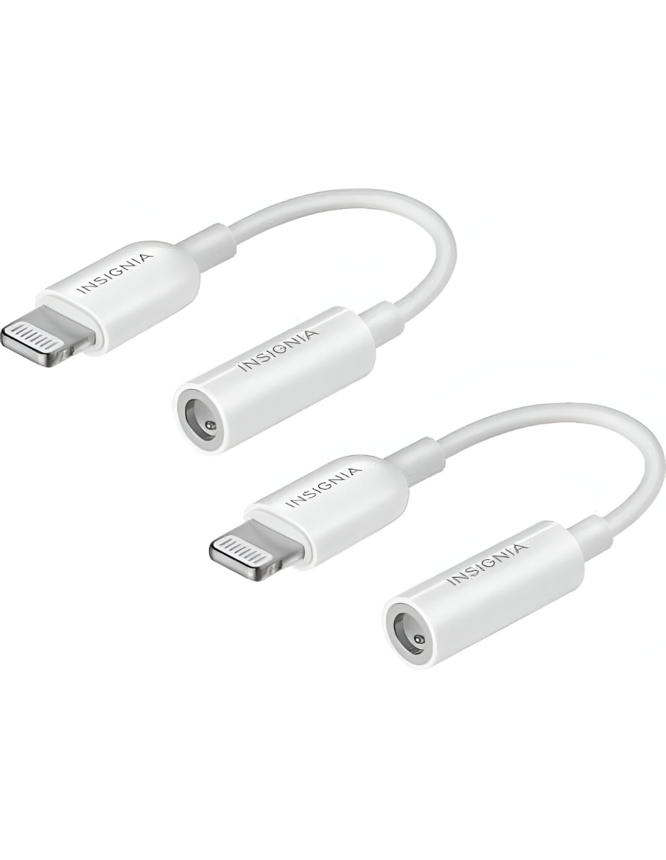Adaptador Lightning A Jack 3.5 Mm Insignia 2 Piezas Blanco