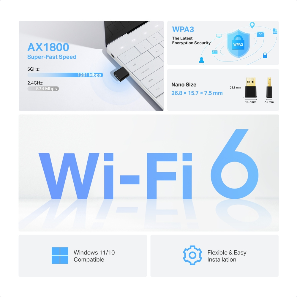 Foto 5 pulgar | Adaptador Inalambrico Usb Tp-link Archer Tx20u Nano Wi-fi 6 Banda Dual Ax1800
