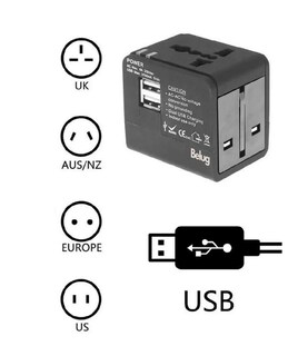 Foto 4 | Adaptador De Corriente Belug Clavija Universal De Viaje, Negro