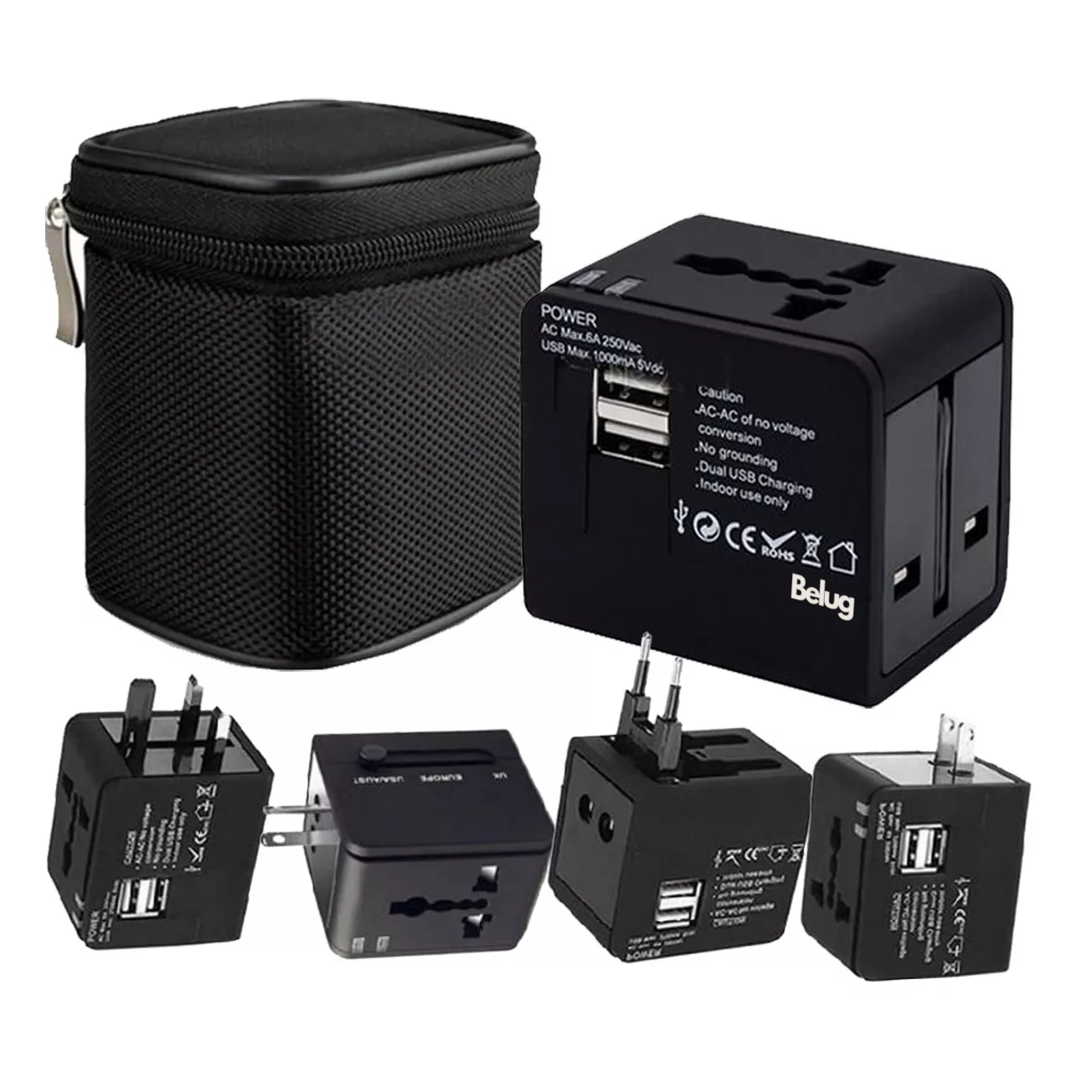 Foto 5 | Adaptador De Corriente Belug  Clavija Universal De Viaje, Negro