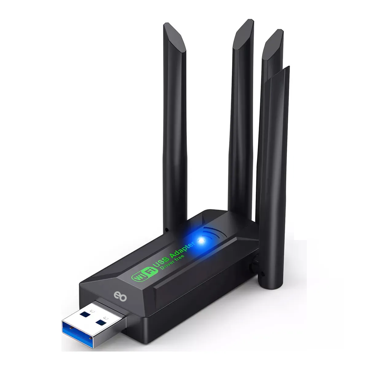 Adaptador De Antena Wifi Inalámbrico Usb3.0 1300mbps Eo Safe Imports Esi-20106 Negro