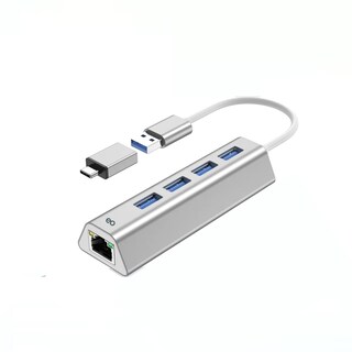 Foto 1 | Adaptador Usb Ethernet C 3.0 Rj45 Red Lan Gigabit 5 En 1 Hub Eo Safe Imports Esi-20110 Plata