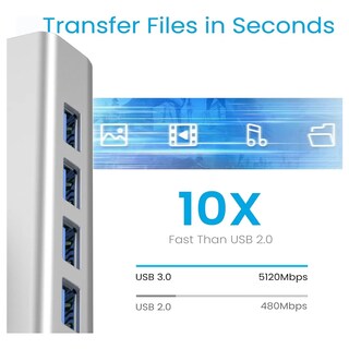 Foto 2 | Adaptador Usb Ethernet C 3.0 Rj45 Red Lan Gigabit 5 En 1 Hub Eo Safe Imports Esi-20110 Plata