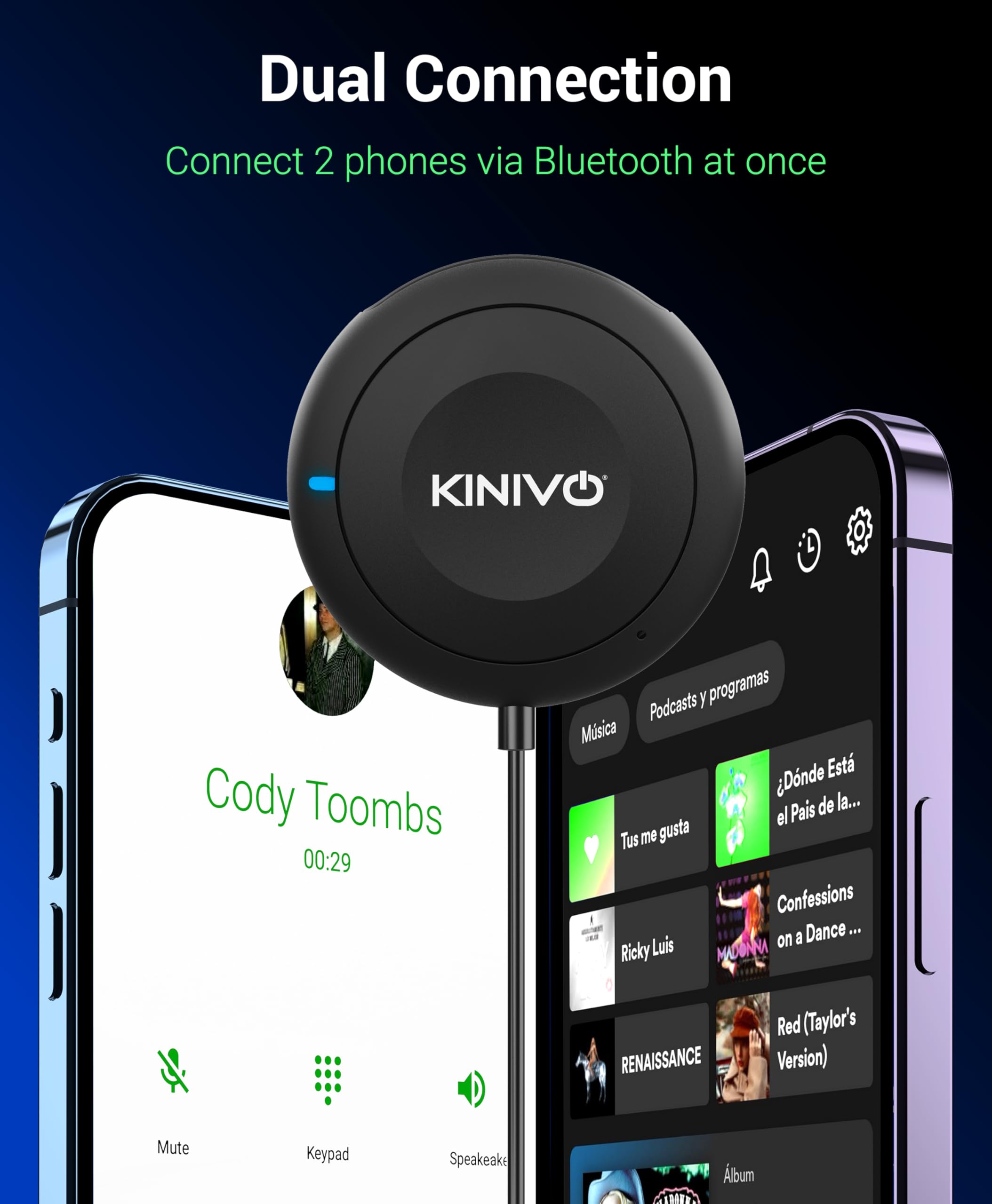 Foto 5 pulgar | Kit Bluetooth Para Coche Kinivo Btc450 Manos Libres Con Aislador De Ruido - Venta Internacional.