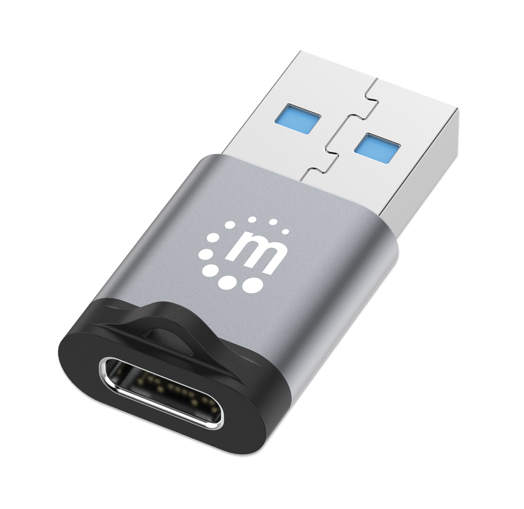 Adaptador Usb-a A Usb-c V3.2 Manhattan 356305 Negro con Gris Espacial