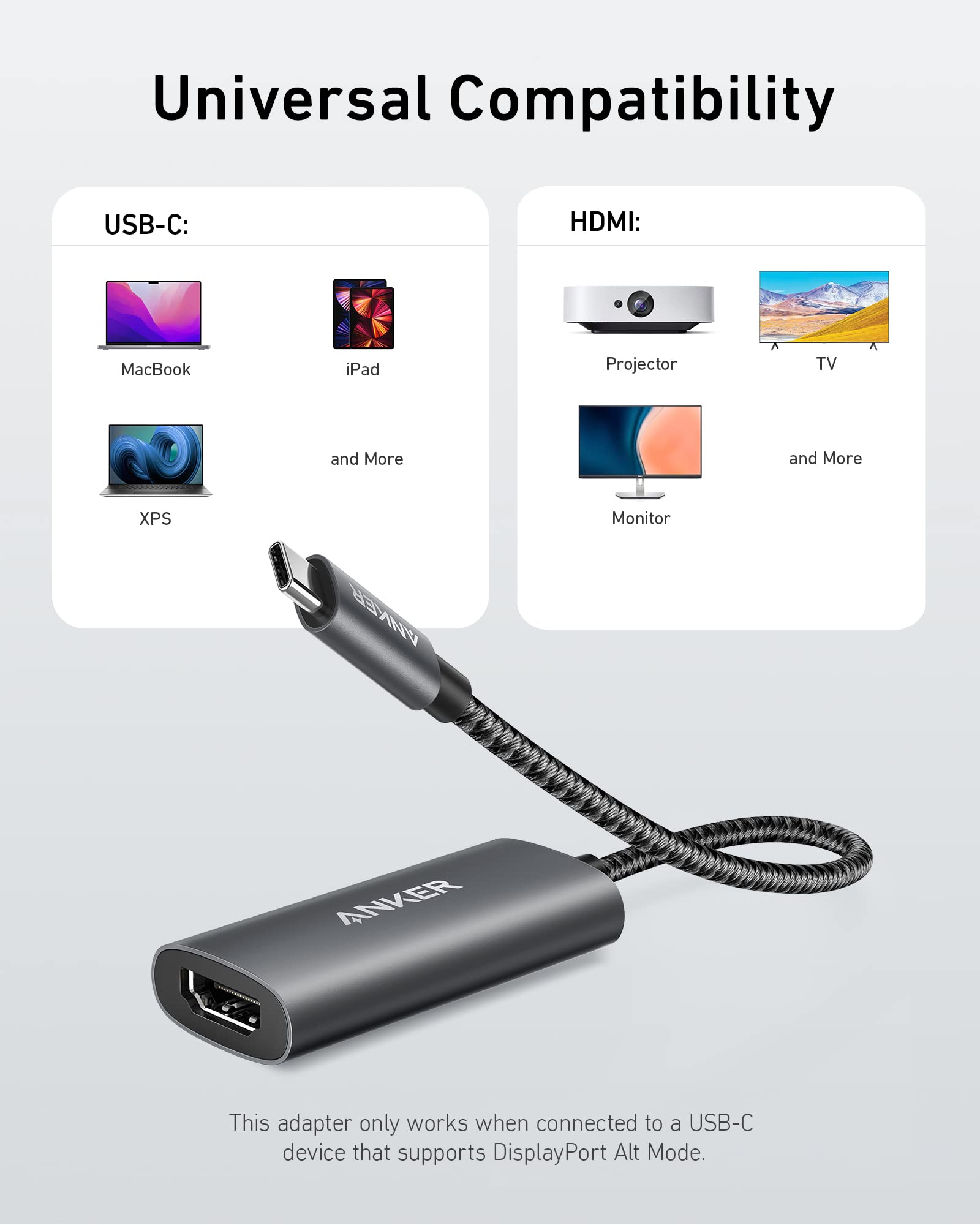 Foto 5 pulgar | Adaptador Usb-c A Hdmi Anker 8k @60hz O 4k @144hz Gris - Venta Internacional.