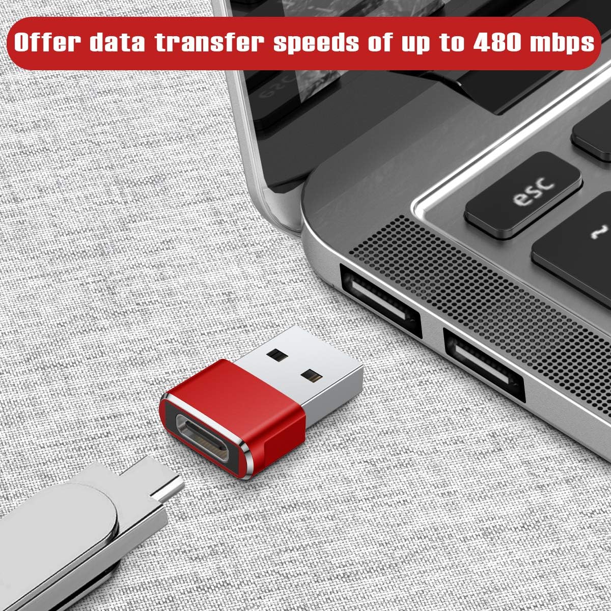 Foto 4 | Adaptador Usb A Usb C, Paquete De 3 Unidades, Basesailor Para Dispositivos Apple - Venta Internacional.