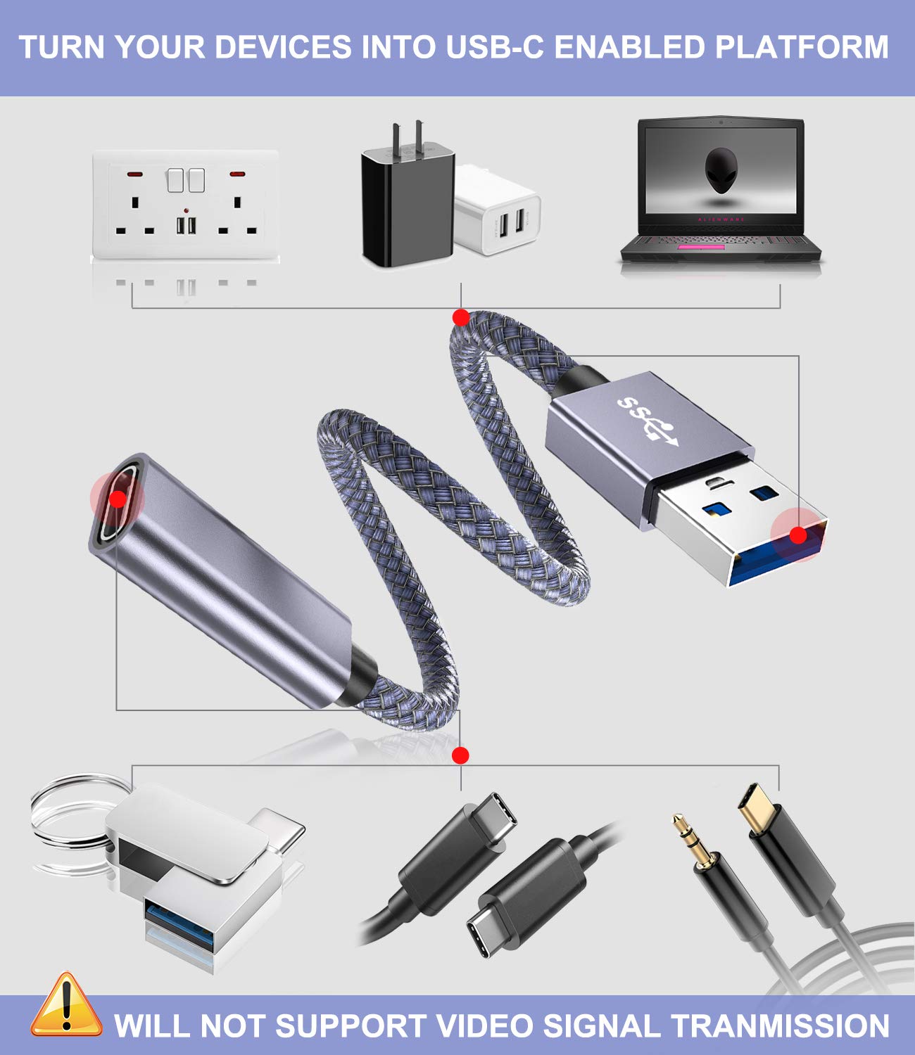 Foto 5 pulgar | Adaptador De Cable Basesailor Usb C Hembra A Usb 3.0 Macho, Paquete De 2 - Venta Internacional.