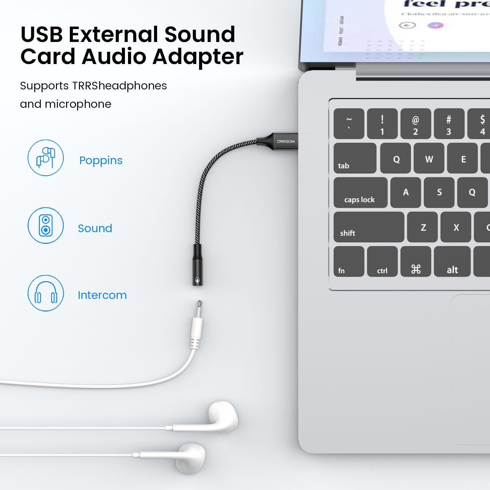 Foto 4 pulgar | Adaptador Usb A Conector De Audio Moswag De 20 Cm Con Estéreo Auxiliar De 3,5 Mm - Venta Internacional.