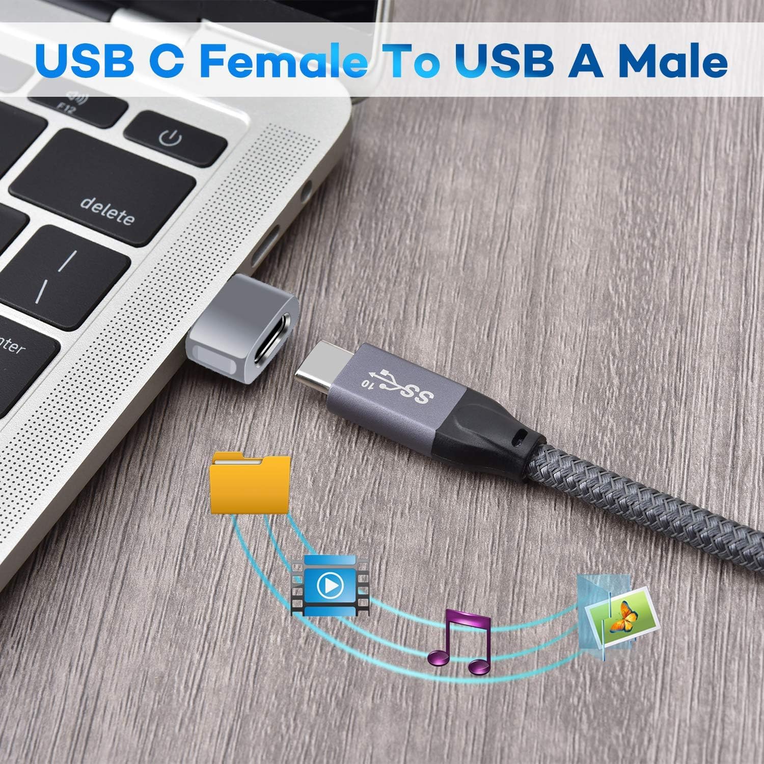 Foto 4 | Adaptador Usb A Usb C Basesailor Tipo C Hembra A Macho, Paquete De 3 - Venta Internacional.